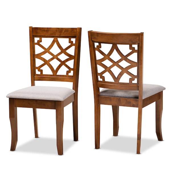 Baxton Studio Mael Modern and Contemporary Grey Fabric and Walnut Brown Finished Wood 2-Piece Dining Chair Set 183-10542-Zoro - main